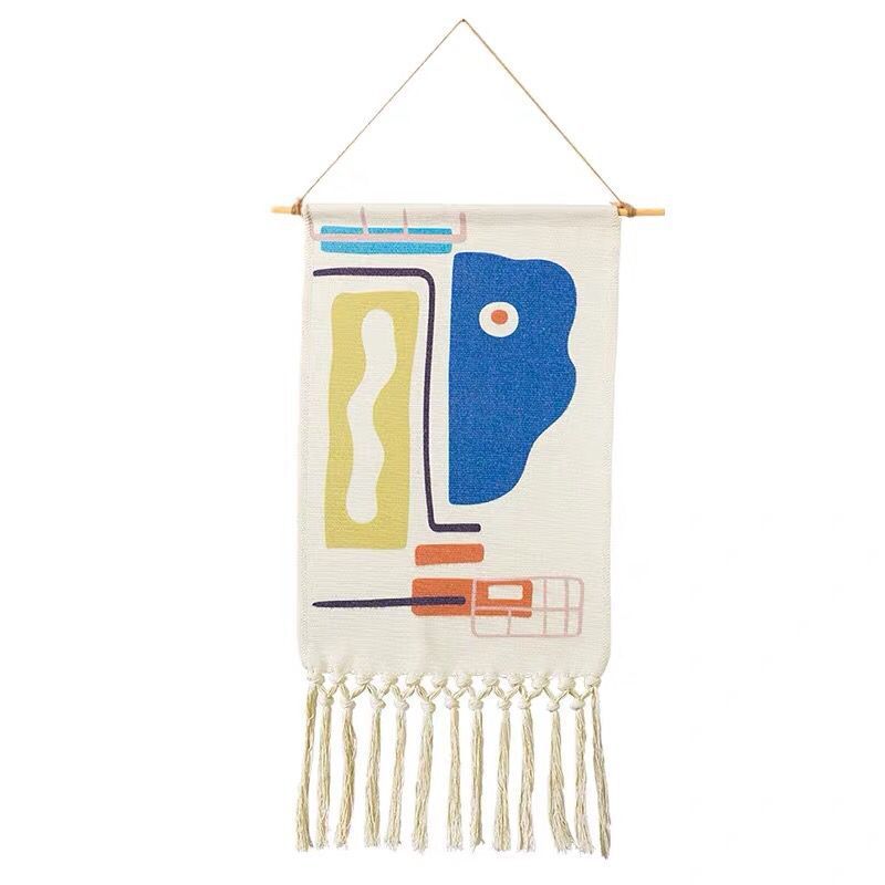 Tapiz colgante de pared de macramé para decoración del hogar, borla de algodón tejida hecha a mano, lienzo geométrico bohemio, tapiz de tela de fondo artístico