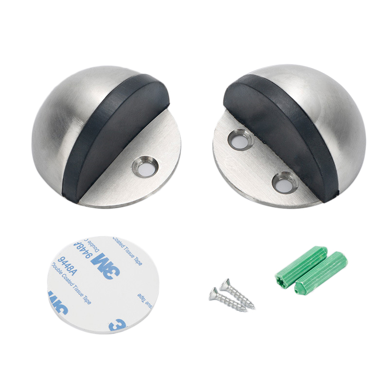Floor-mounted Door Stops Stainless Steel Glass Door Rubber Semi-circular Anti-collision Punch Free Door Stop Wood Door Holder