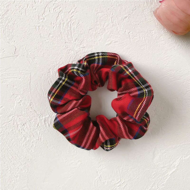 FLACELL Summer Korean Red Dot Floral Plaid Hair Ribbon Rubber Bands Scrunchie Set for Women Girls Party Hairwear: 16