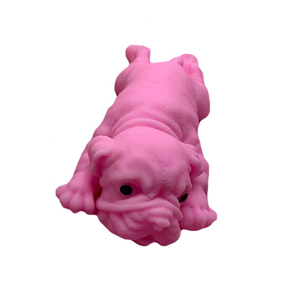 Bouledogue en Silicone souple et réaliste, jouet Animal doux et mignon, anti-Stress, pour enfants et adultes: Rose