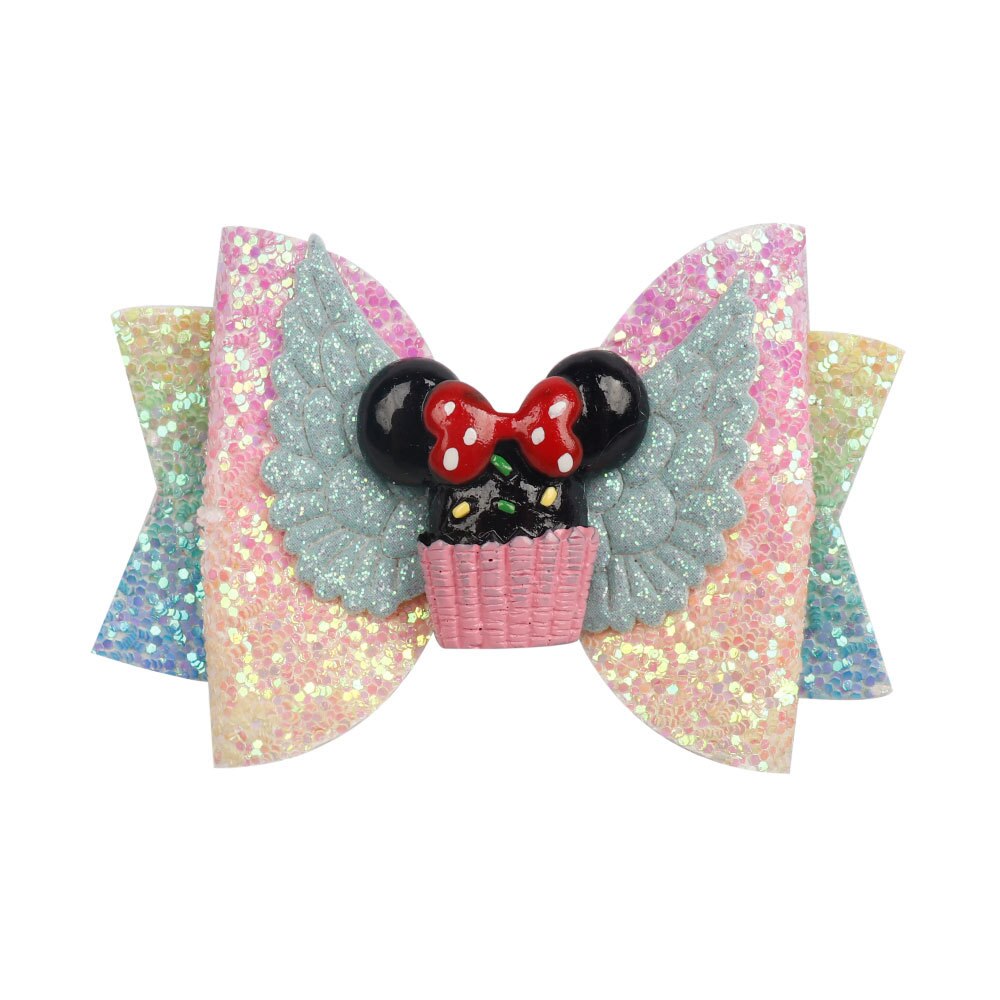3.5inch Cute Hairgrips Glitter Hair Bows with Clip Dance Party Bow Hair Clip Girls Hair Accessories: 3