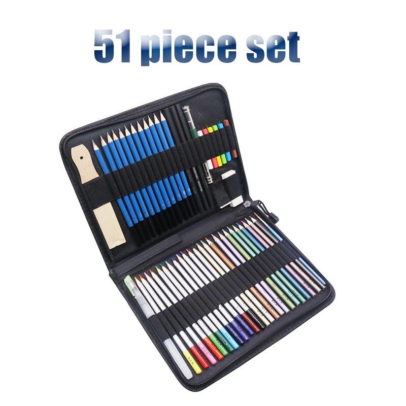 Conjunto de lápis de esboço profissional, kit de desenho de esboço profissional, material de arte de 33, 40 e 51 peças