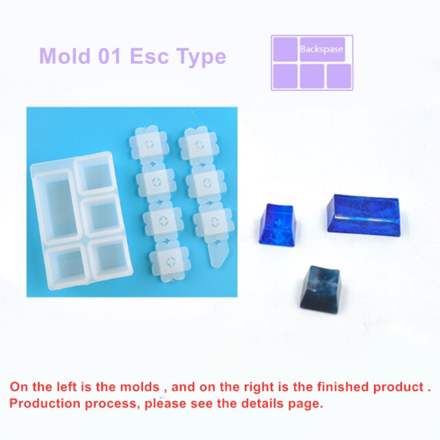 Manual DIY Mechanical PC Keyboard Key Cap Silicone Mold UV Crystal Epoxy Molds for DIY Handmade Crafts Making Mould Tools: Mold1