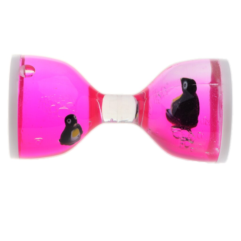 Liquid Motion Bubbler Timer Desk Sensory Toy Dolphin Animal Floating Oil Hourglass for Fidgeting Stress Relief Pink