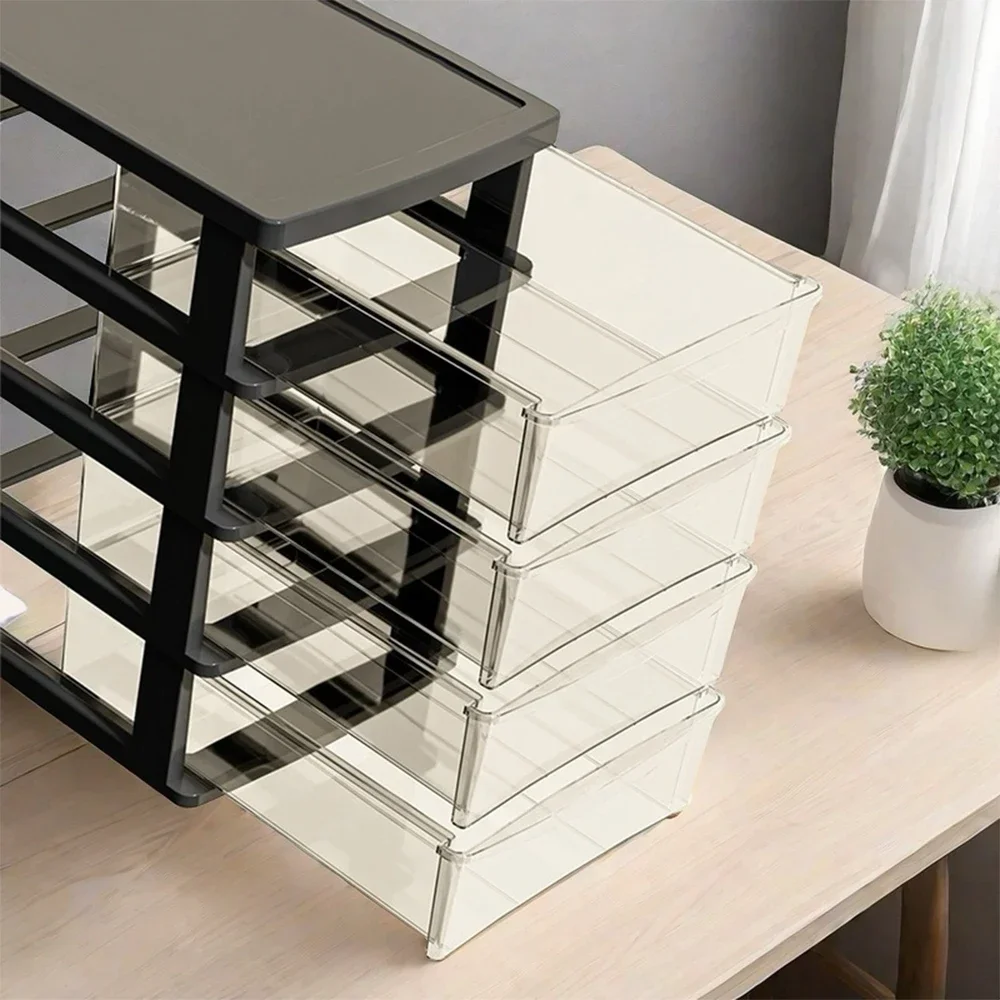 2-6 Layers small Desktop Storage Box with Drawer Heightened Table Organizer Plastic Office storage cabinet for home Stationery