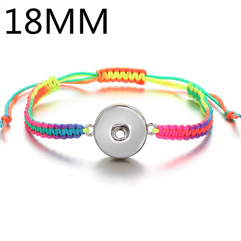 SE0185 Beauty Gradient color Rope adjustable snap bracelet fit 12mm/18mm snap buttons: 18mm