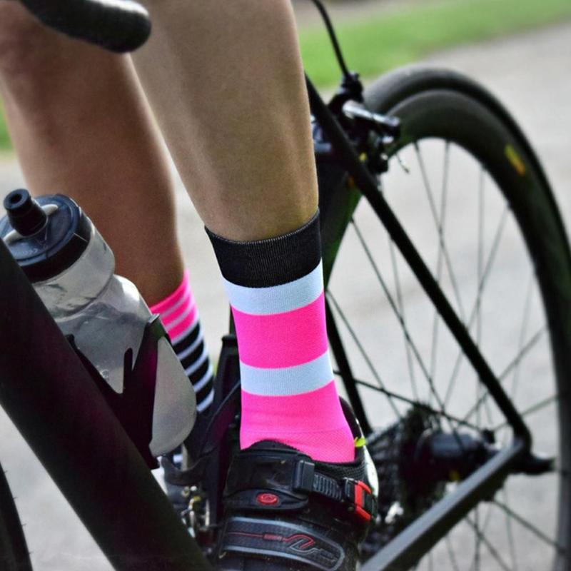 Sport Sokken Siliconen Nylon Sport Afdrukken Riding Sokken Anti-slip Unisex Fietsen fietsen Kalf Lengte Sokken Fietsen