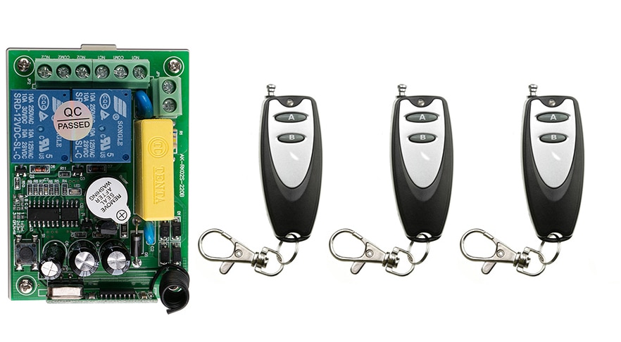 AC 220 V 2CH 2CH Radio Controller RF Wireless Relay Remote Control Switch 315 MHZ 433 MHZ Transmitter+ Receiver