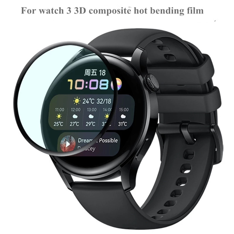 Protector de pantalla curvada 3D para Huawei Watch 3 / 3 Pro, funda de cristal protectora suave para Huawei Smart Watch 3 3pro, 2 unidades