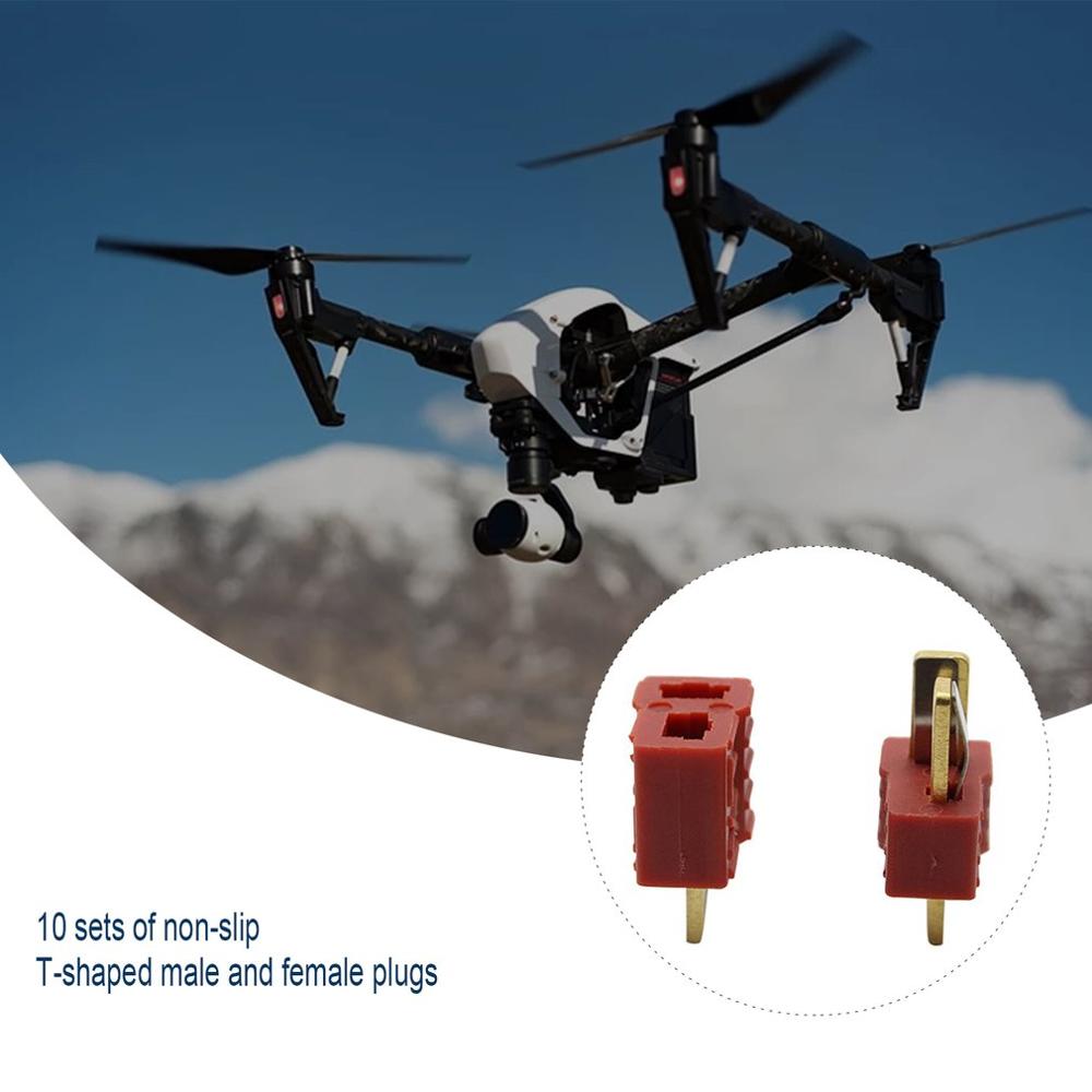 10 Pcs T Plug Deans Terminal Connector Set For RC LiPo Battery Helicopter Male/Female Terminals Connectors Adapter