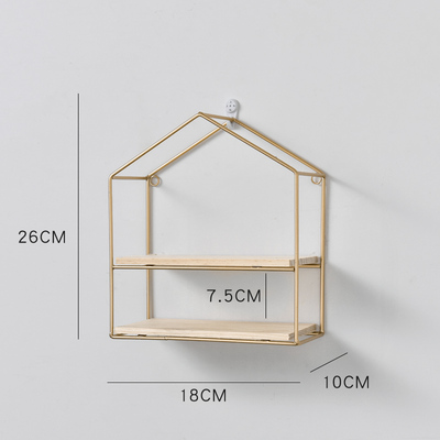 Wooden Gold Storage Racks Hanging Decor Storage Box Flower Pot House Storage Rack Wall Book Figurines Display Crafts Shelves