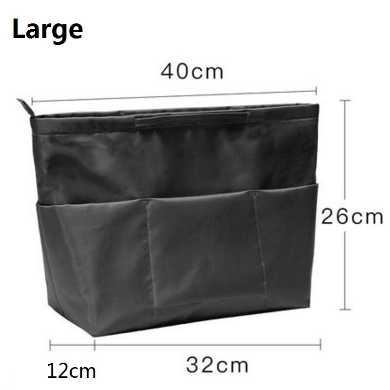 Make-Up Organizer Bag Nylon Reizen Purse Organizer Insert Cosmetiqueras Fit Grote Luxe Handtassen: Black Large New