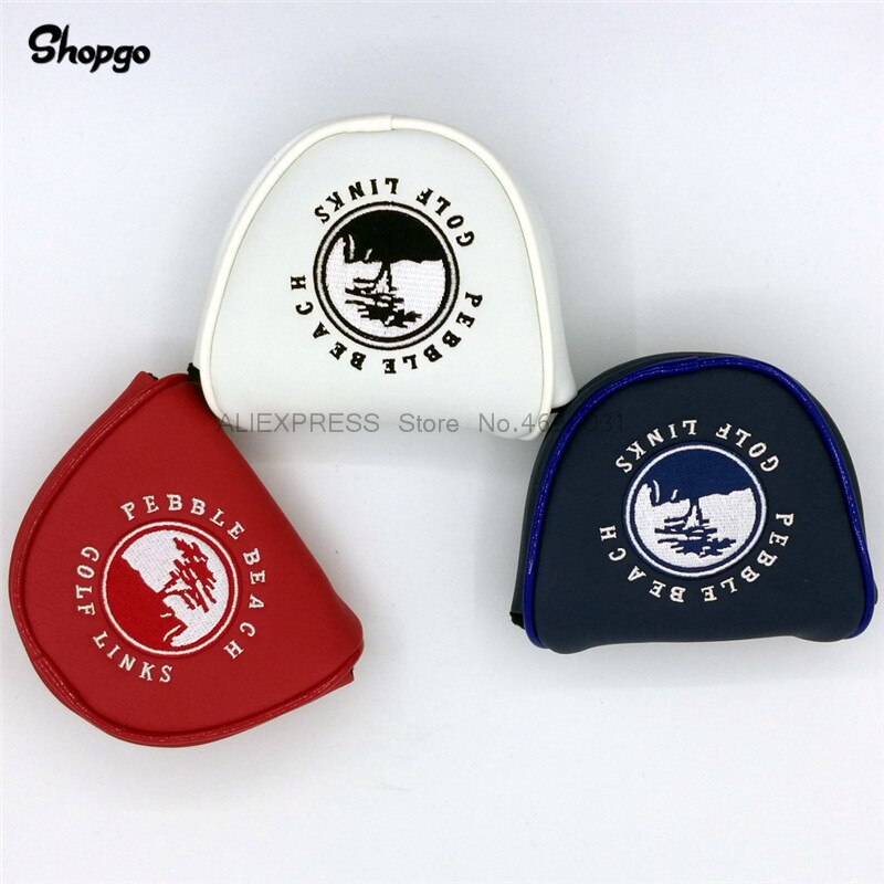 [3 colores] Pebble Beach Mallet Golf Putter Cover con cierre magnético impermeable PU Golf HeadCover para hombre mujer