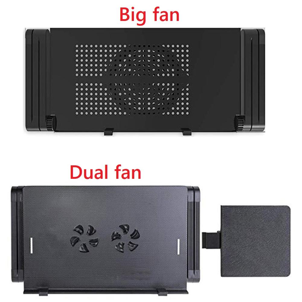 Mesa plegable de aleación de aluminio para ordenador portátil, soporte de escritorio con ventilador de refrigeración, doble ventilador, bandeja para cama, escritorio para oficina y estudio