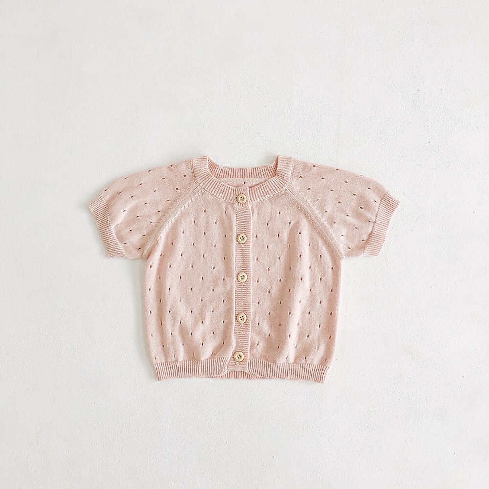 Infantil do bebê da menina suéteres primavera verão roupas de bebê manga curta malha suéteres de lã crianças topos cardigan proteção solar casaco: 84012pink / 24 m