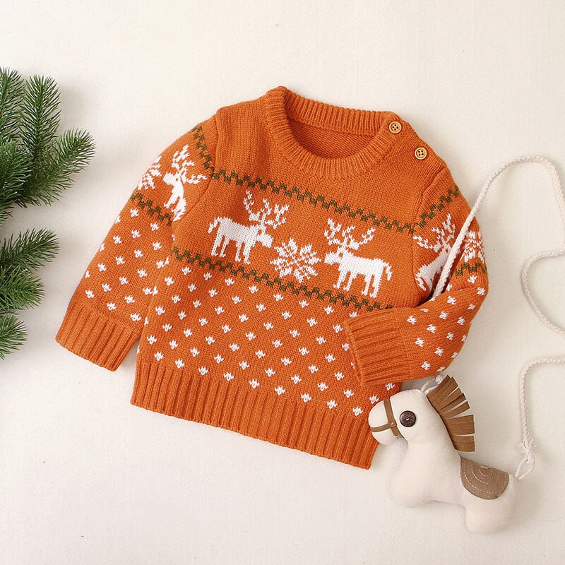 0-18M Newbron Kid Baby Boy Meisje Kleding Winter Warme Trui Top Lange Mouwen Xmas Leuke Truien Christmas baby Trui: A / Pasgeboren