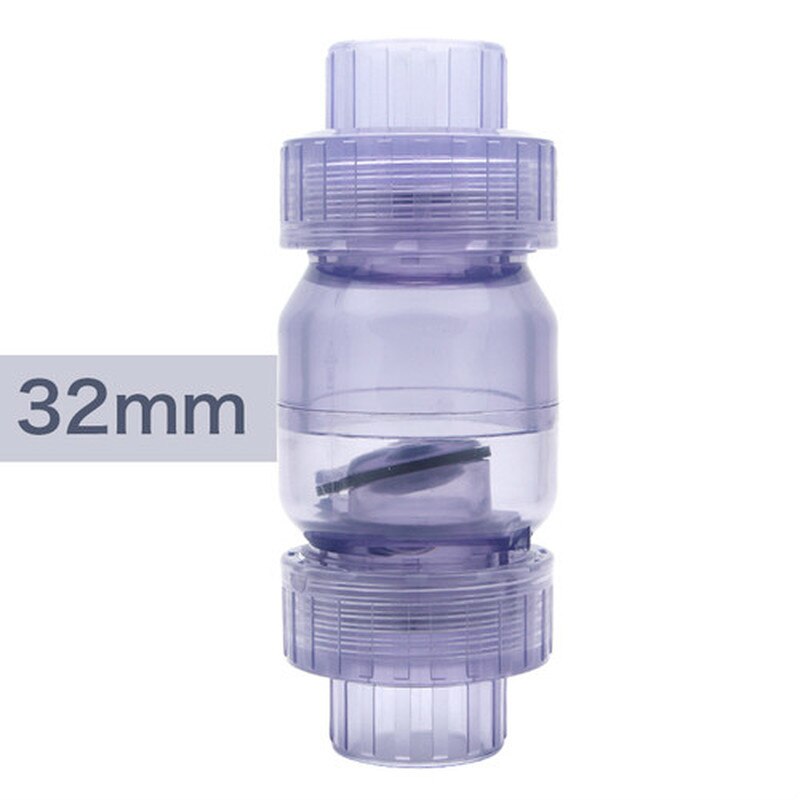 1pc flap check valve used for garden irrigation water pipe chemical industry low pressure flap check valve transparent pvc union: transparent 32mm