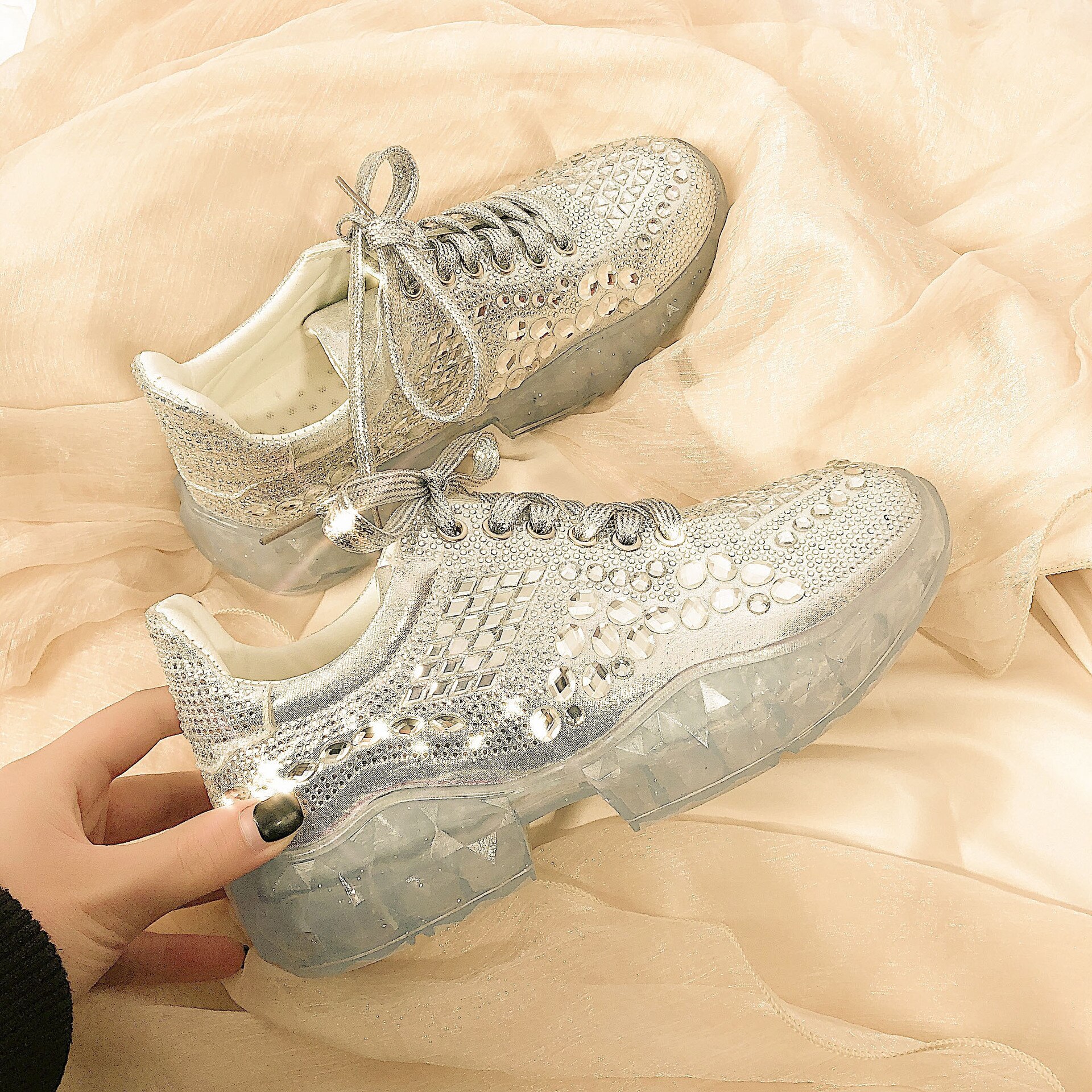 super comfortable shining crystal shoes crystal sneakers