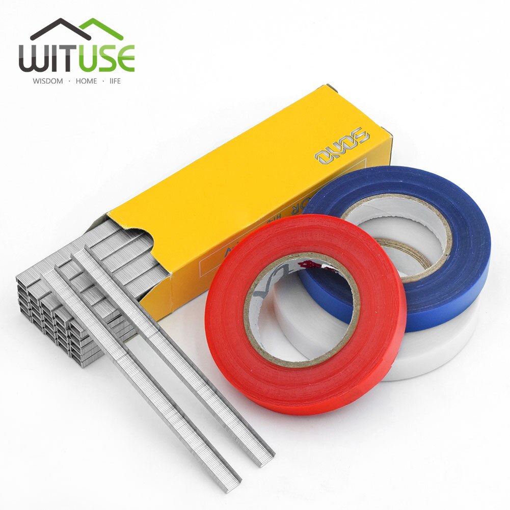 Plant Branch Hand Tying Binding Machine Flower Vegetable Garden Tools Fruit Tapener +Tapes+Staples Garden Vine Fixing Tapetool: EQF725