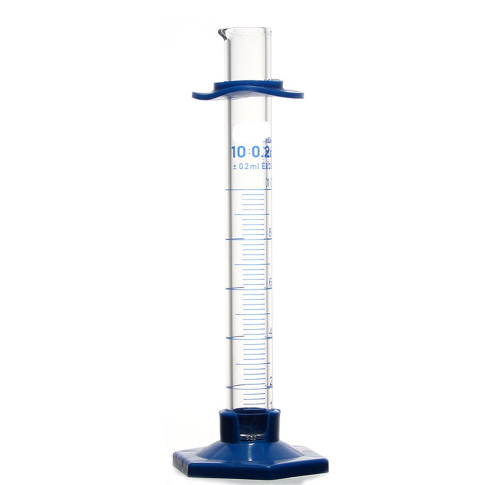 10mL Measuring Cylinder with Spout and Graduation with Plastic Heagon Base Laboratory Chemistry Equipment
