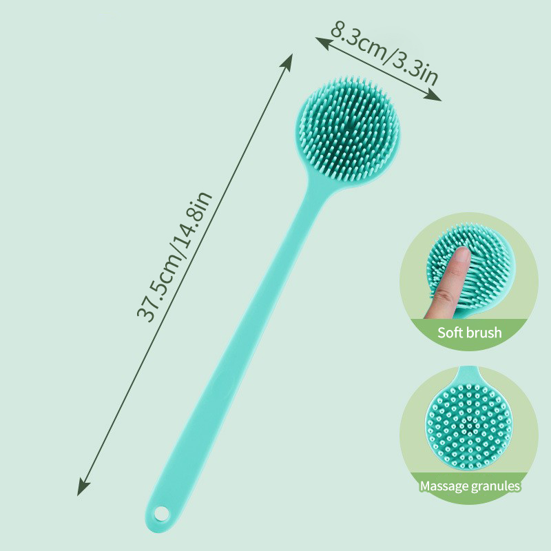 Escova de banho com cabo longo, escova macia para massagem nas costas, chuveiro, escova esfoliante para banheiro, suprimentos de banho: CINZA