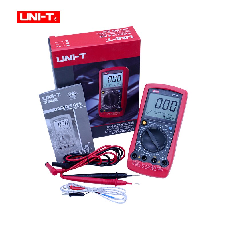 UNI-T UT105/UT107 Handheld Automotive Multipurpose Meters Manual Range Multimeter Input Protection Tach Battery Test: UT107