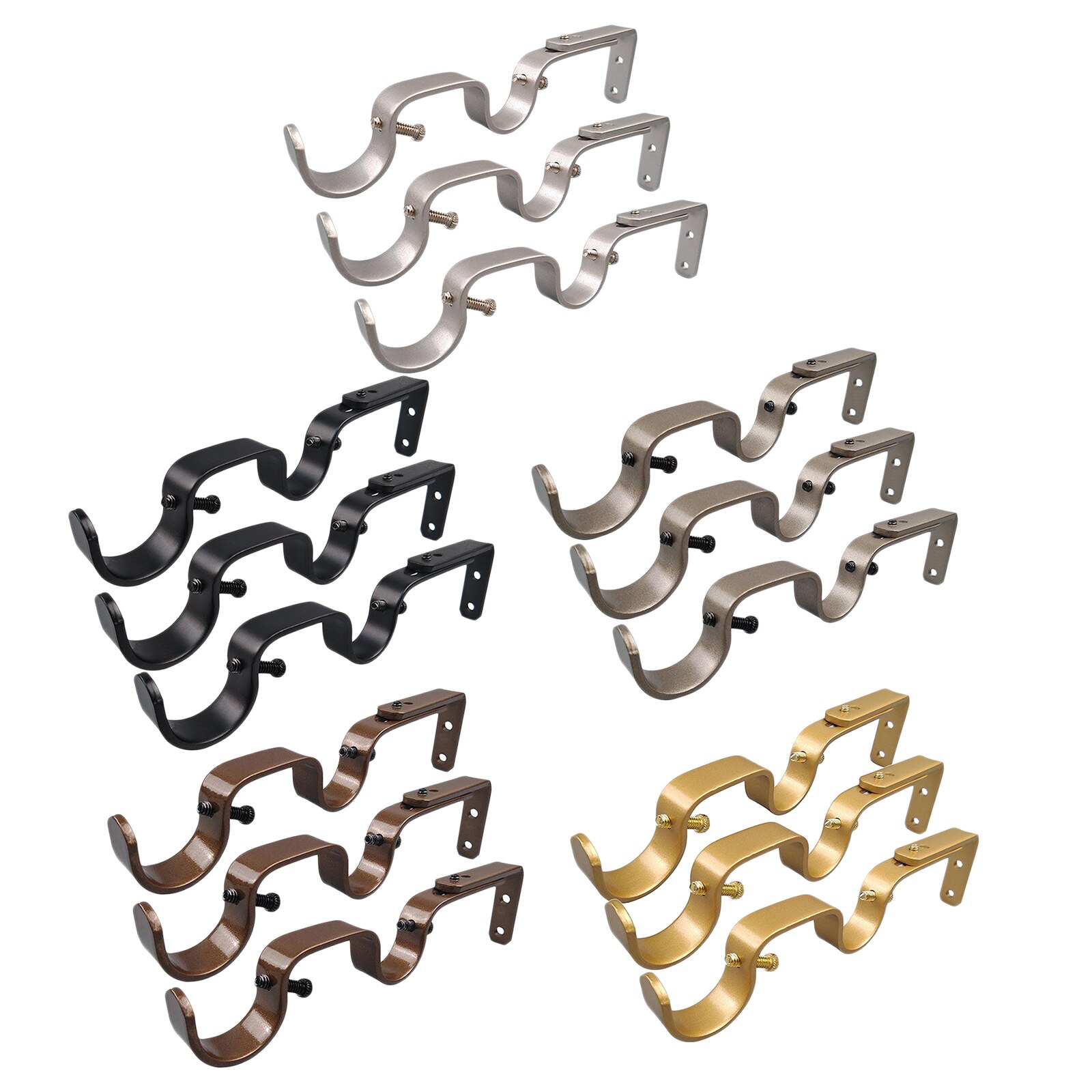 3PC Single Curtain Rod Holders Bracket Into Window Frame Curtain Rod