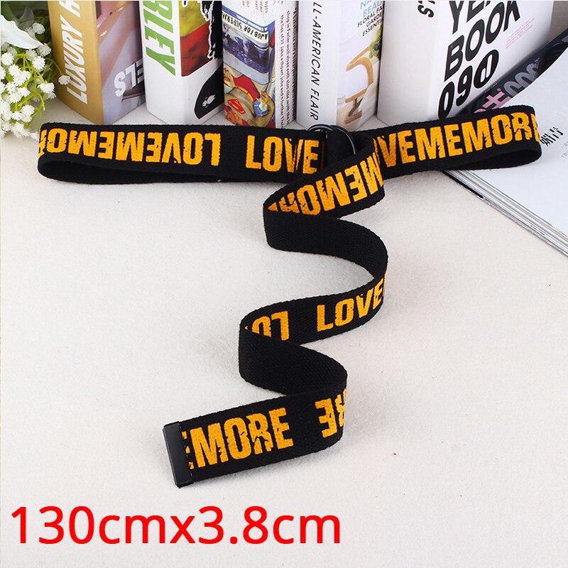 Ceinture longue imprimée flamme pour hommes et femmes, unisexe, en toile unie, , Jeans, sangle à boucle métallique, 130cm, 379: Black 103