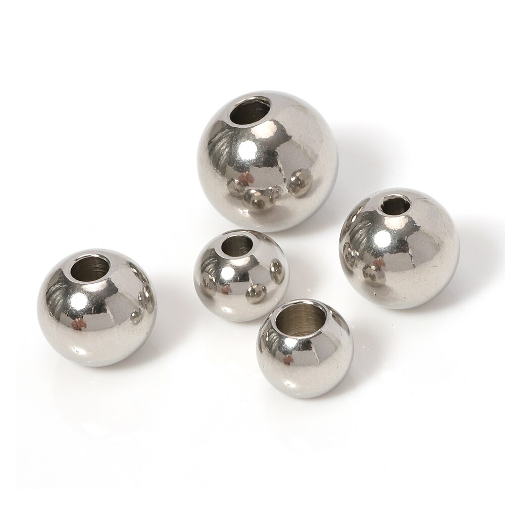 100 Stück 2 mm-12 mm 316L Edelstahlperlen Europäische Kugel Metall Großes See Abstandshalter Perlen für Schmuckherstellung Diy Armbinde Halskette