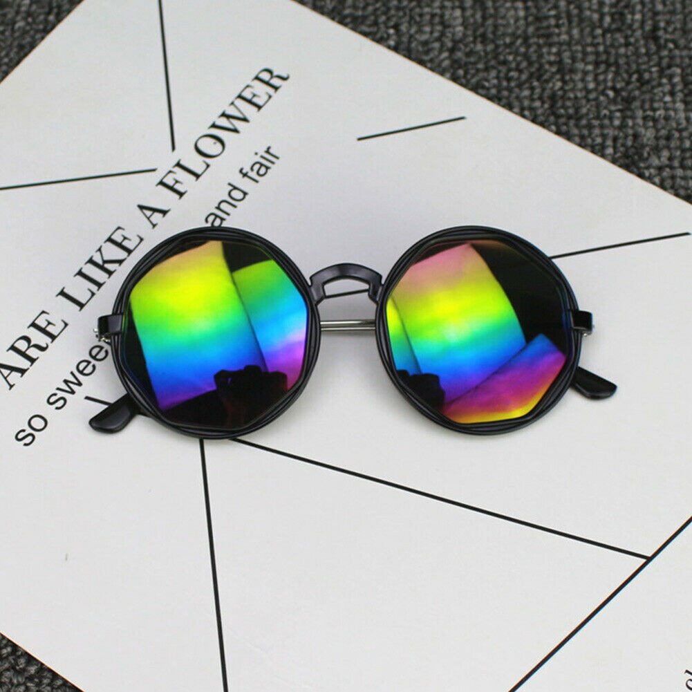 Retro børn solbriller drenge piger rund goggle farverige solbriller stel briller til børn nyhedslegetøj: Mehrfarbigereflexion