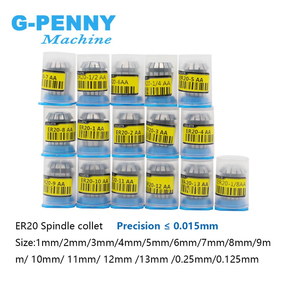 ER20 Spring Collet Set 16Pcs Van 1Mm Tot 13Mm 6.35Mm 12.7Mm 3.175Mm Hoge Precisie voor Cnc Frezen Draaibank Gereedschap En Spindel Motor