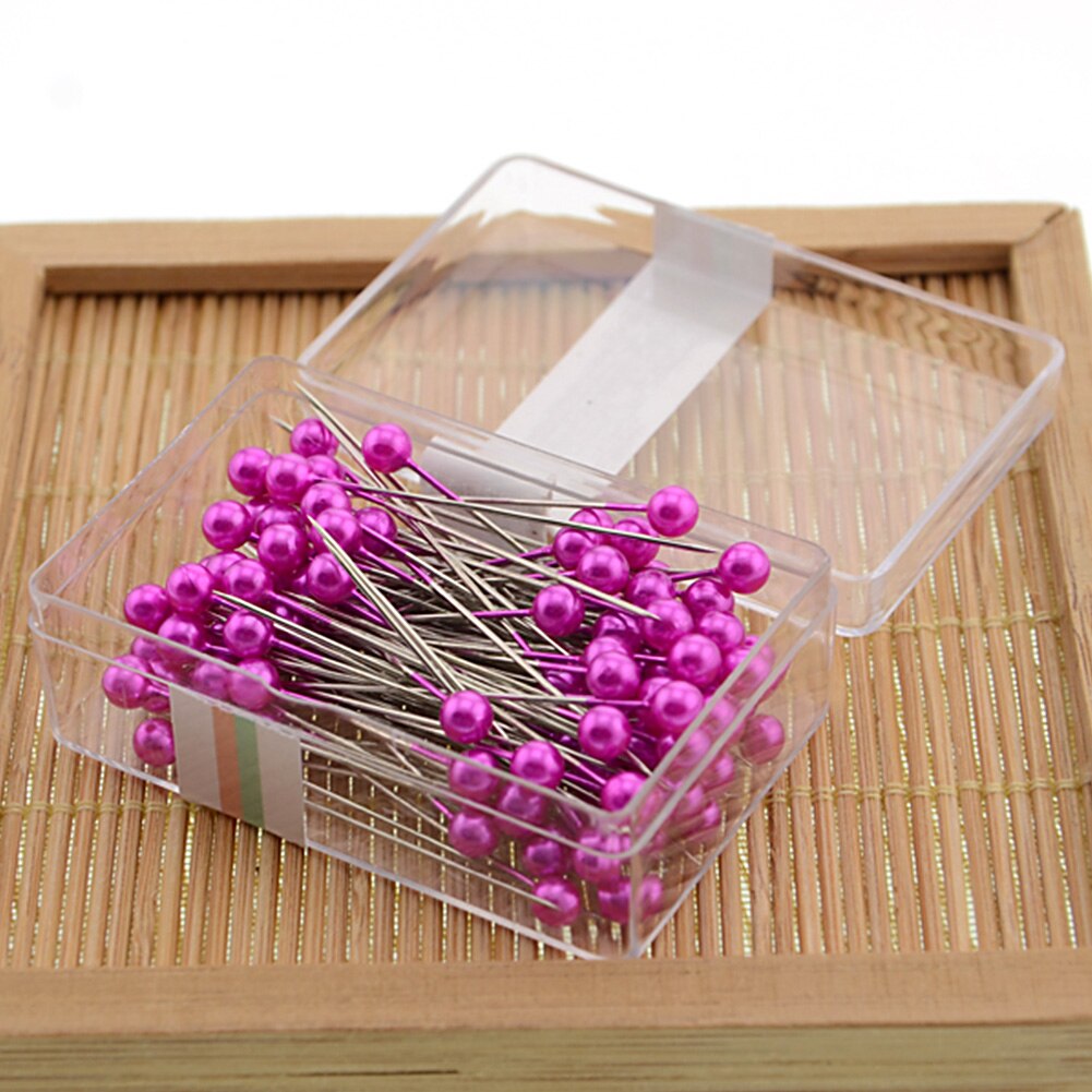 500 Stks/partij Ronde Parel Hoofd Spelden Bruiloften Corsage Bloemisten Naaien Pin Met Box Accessoires Diy Gereedschap: 500pcs Rose Red