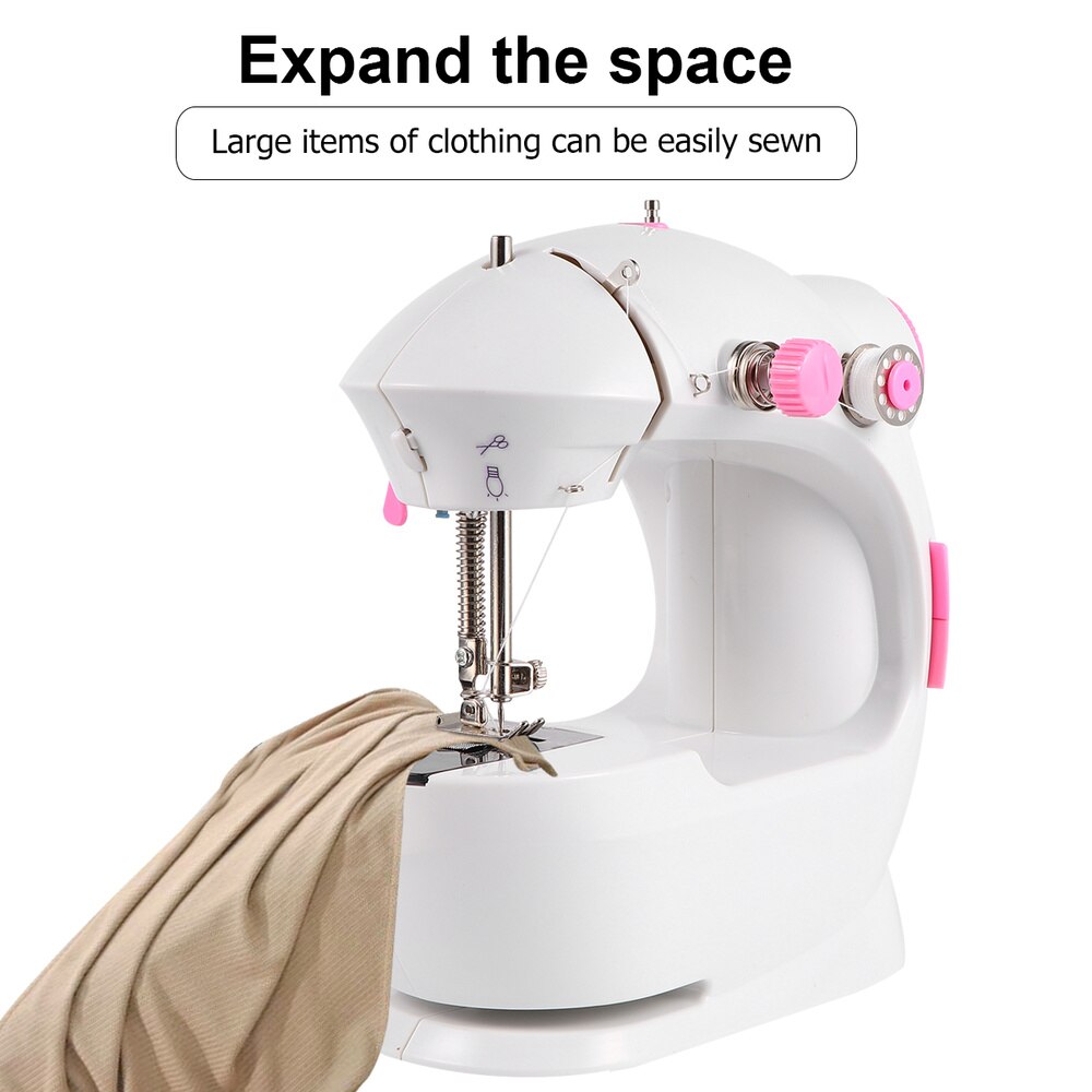 Mini Sewing Machine Electric Multifunctional Small Desktop Sewing Machine for Home (Pink, Original American Wire Gauge)