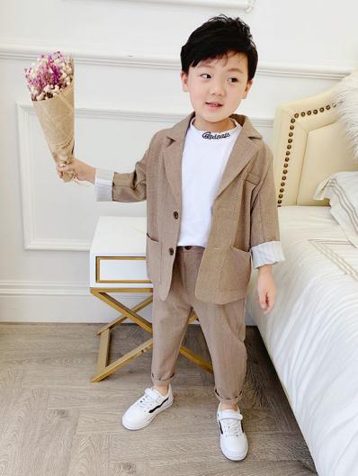 freundlicher braun Hochzeit blume Junge/Mädchen Blazer Anzug Formale Jungen Rauchen setzt freizeit Anzug freundlicher Reise Kleidung einstellen: lang / 10T
