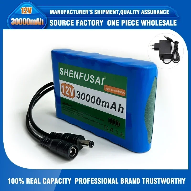 Portable Super 12V 30000mah Battery Rechargeable Lithium Ion Battery Pack Capacity DC 12.6v 30Ah CCTV Cam Monitor + Charger