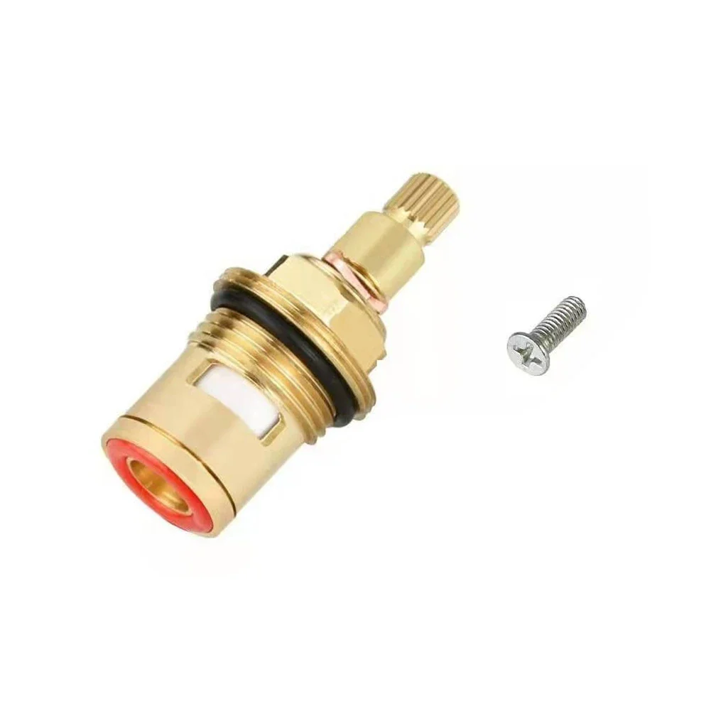1/2 Stuks Universele Vervanging Kraan Kleppen Messing Keramische Schijf Cartridge Innerlijke Kraan Klep Voor Badkamer Met de klok mee: Rood