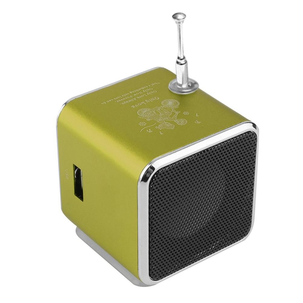 TDV26 Mini Subwoofer Stereo Lautsprecher TF Karte FM Radio Musik-Spieler mit Antenne: Grün