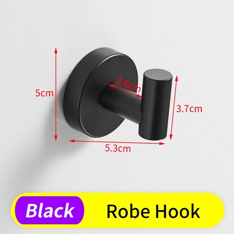 Ensemble porte serviette porte serviette inox support suspendu support mural porte-papier hygiénique noir salle de bain crochet pour serviettes porte manteau: 1110B-H-YG