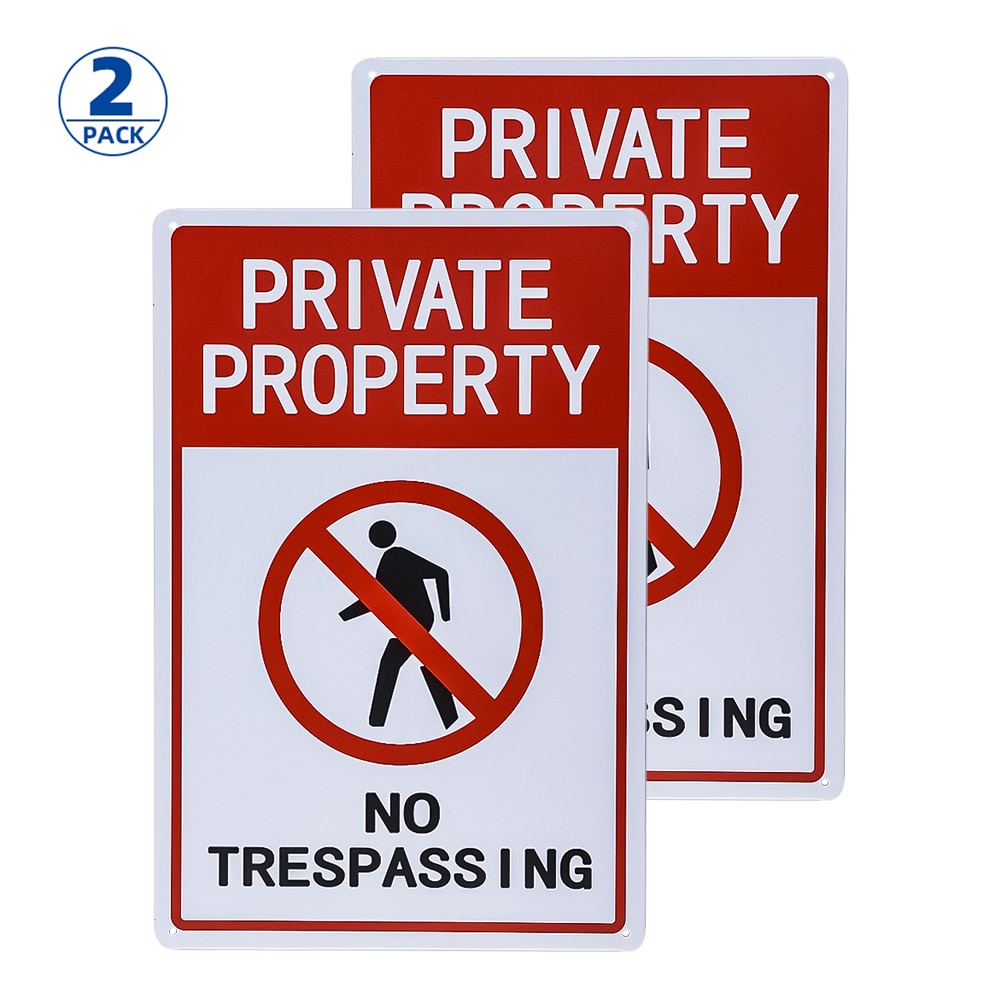 2 Pack Private Property Verboden Toegang Teken 12X8 Inch Uv Beschermd Metalen Bord