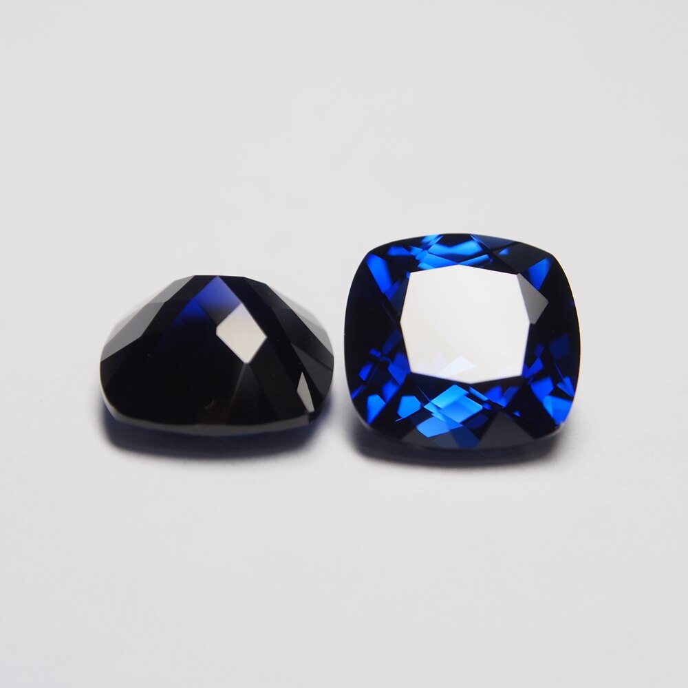 10*10 Mm 5 Cts 1 Stuk Lab Creat Sapphire Stone Royal Blue Losse Edelsteen Kussen Cut Sapphire Ring oorbel Voor