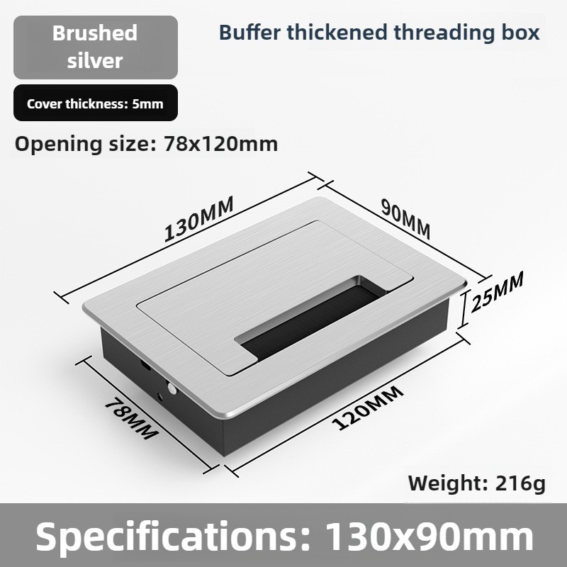 1 ST aluminium rechthoekige bureau kabeldoorvoertules draadgat deksel Kabeluitlaat Poort Oppervlak tafel kabel gat Meubelbeslag: Brons