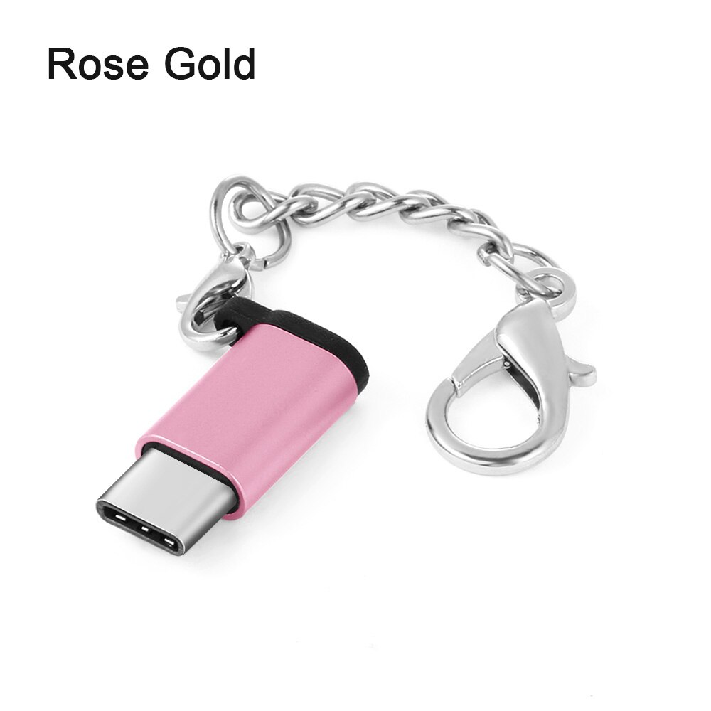 1PC Sleutelhanger Kabel USB Type C Adapter OTG Micro USB Vrouwelijke Voor Type C Male Converter Adapter USB-C Voor iPhone Huawei Xiao Mi: Rose Gold