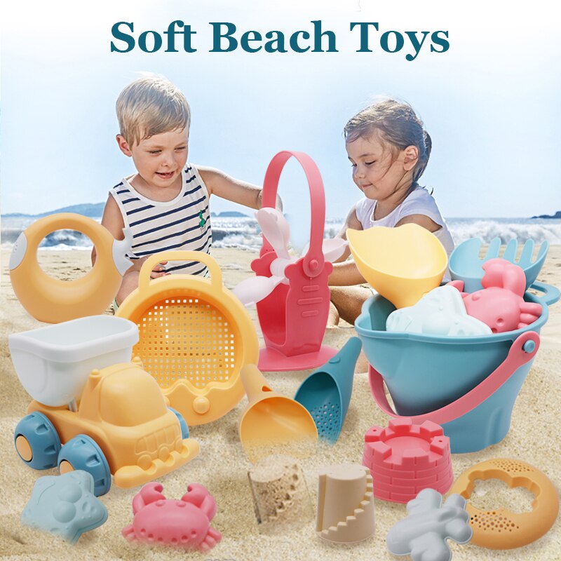 Kids Beach Toys Summer Soft Plastic Children Sandbox Set Kit Water Game Toys Play Sand Water Game Play Cart