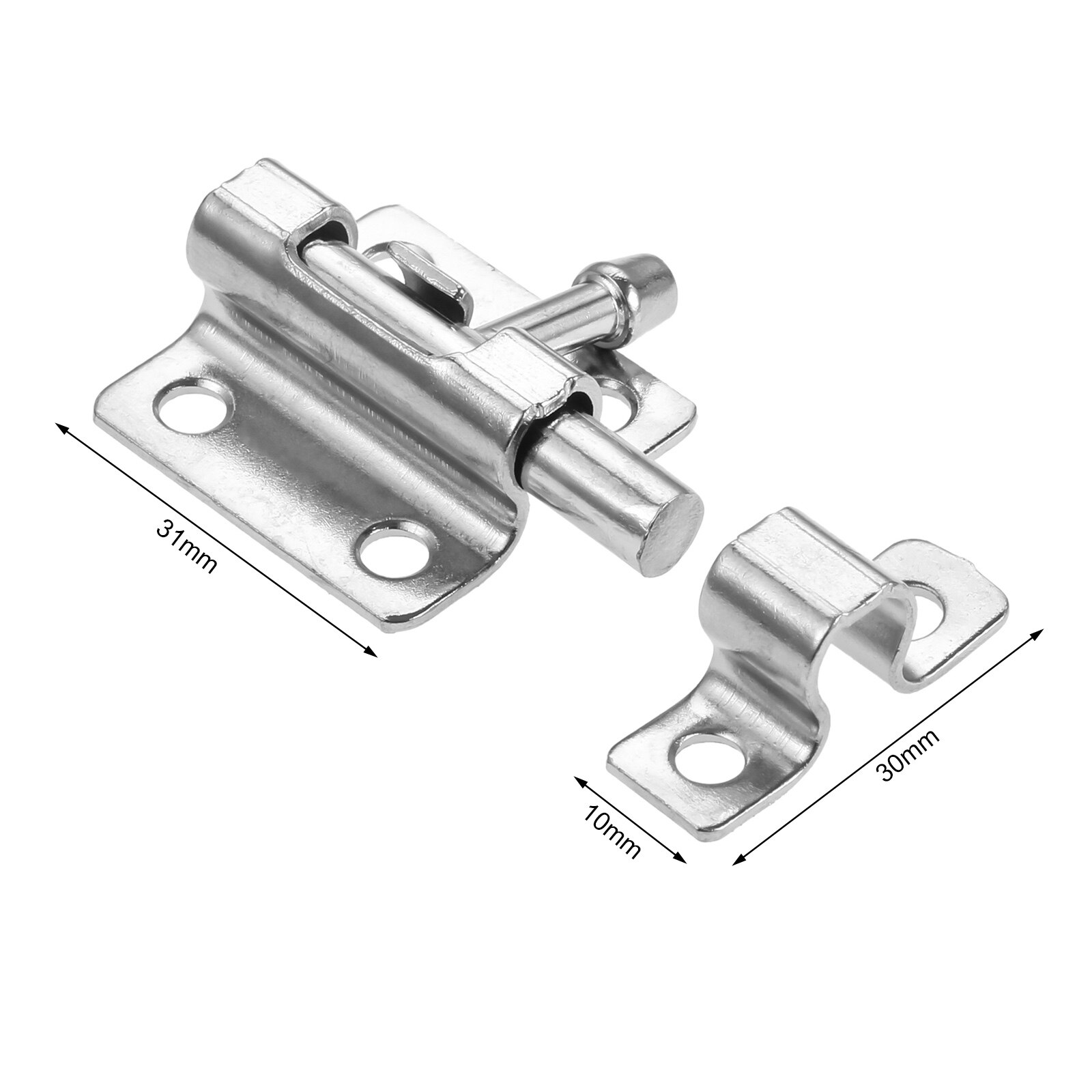 Loquet coulissant solide 41x30mm, 1 pièce, verrou de sécurité de porte en métal argenté, quincaillerie de porte avec vis