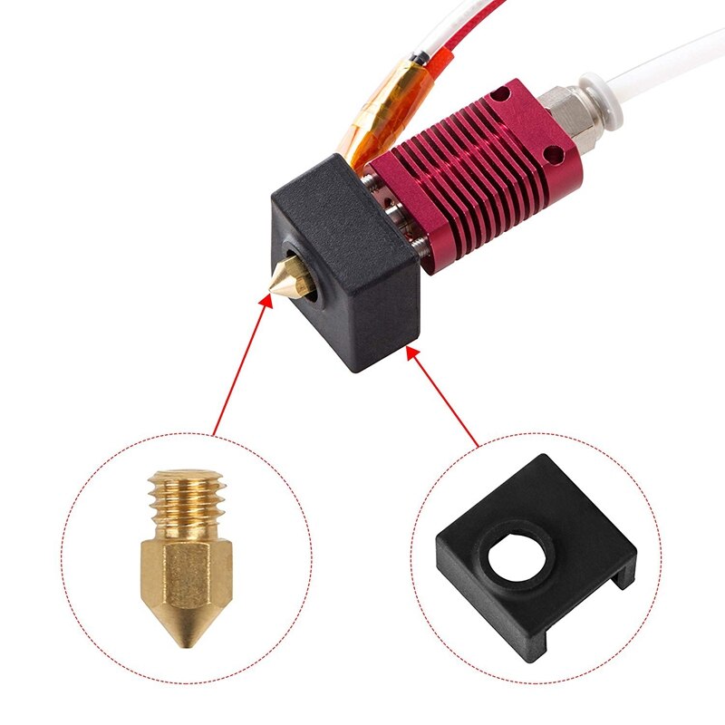 Bloque calentador de impresora 3D cubierta de silicona Mk7/Mk8/Mk9 Hotend para Ender 3, Ender 3 Pro, Cr-10,10S,S4,S5 Anet A8 y boquilla extrusora
