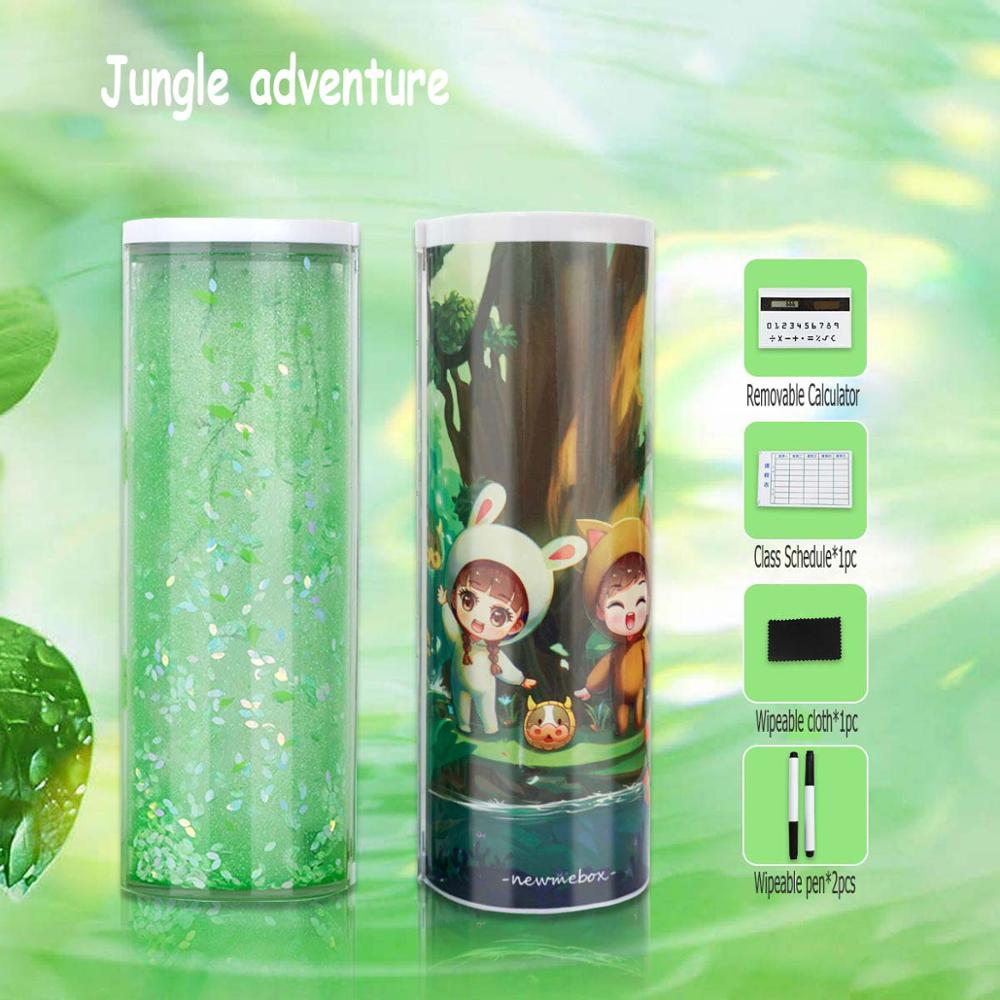 Ceative Cylindrical Pencil Box Case Quicksand Translucent Multifunction Pen Box Inner Solar Calculator Mirror Whiteboard: 11
