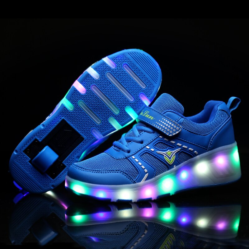 Kinderen Roller Skate Schoenen Roze Blauw Jongens Meisjes Led Licht Sneakers Met Wiel Jongen Meisje Casual Schoen Zapatillas Ruedas