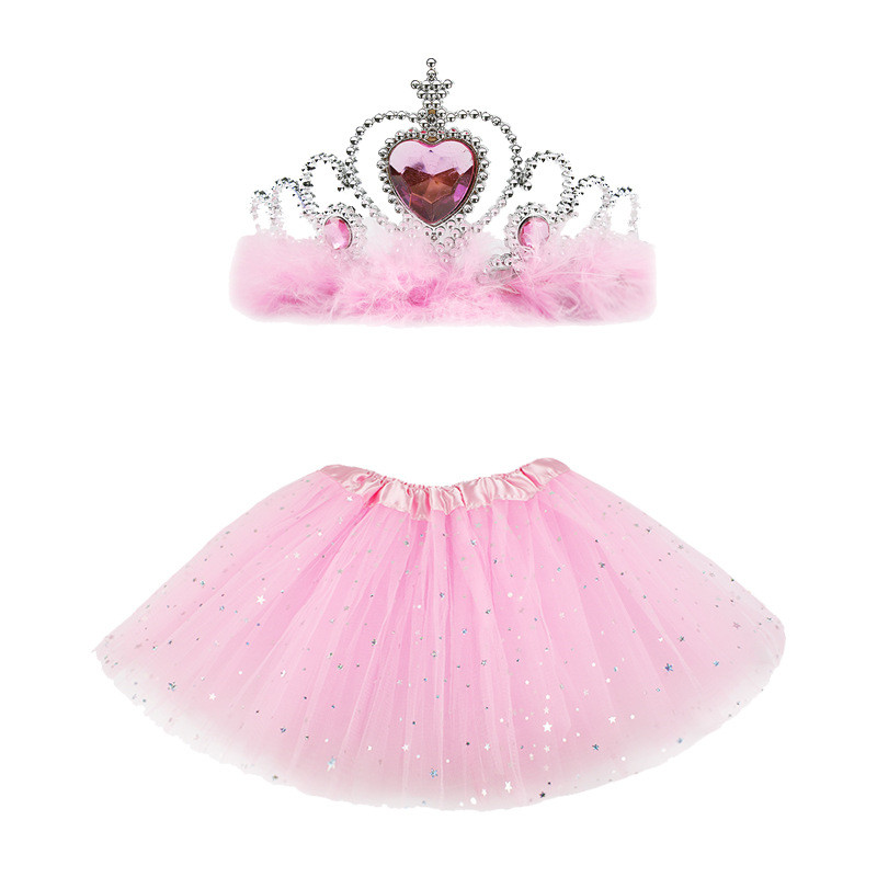 2Stck Baby Mädchen Geburtstag Party Prinzessin Kuchen Zerschlagen Ballettröckchen Felsen + Krone setzt 1-3Y: Rosa