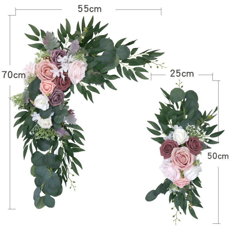 Guirlande artificielle pour arc de mariage, 2 pièces/ensemble, accessoires, carte de bienvenue, décor de panneau mural Floral, Arrangement de rangée de fleurs, exposition de fenêtre: 08-3