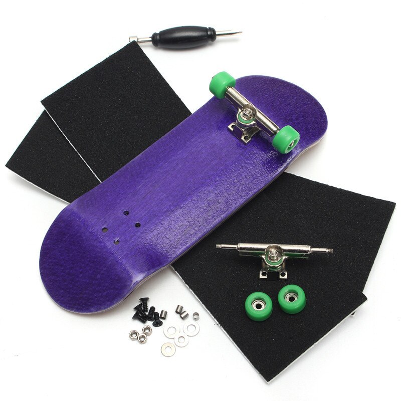 Træ finger skateboards finger skate board træ basic fingerboard med lejer hjul skum skruetrækker: Lilla